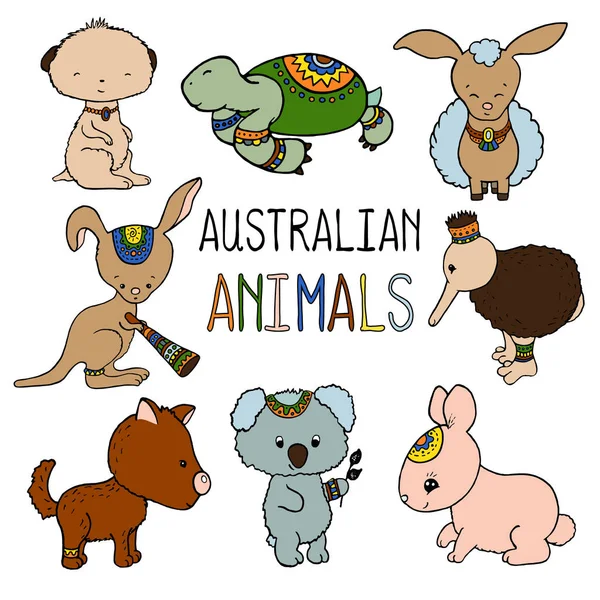 Australian animals colorful vector illustration on white background. Royalty Free Stock Illustrations