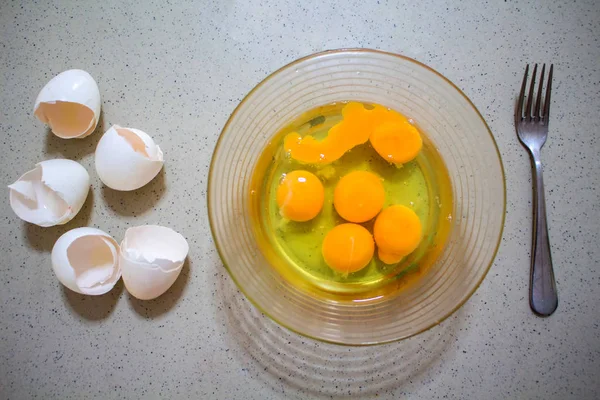 Cocción Huevos Lazo Cristal Ingrediente Saludable Proteína Del Desayuno Preparación —  Fotos de Stock