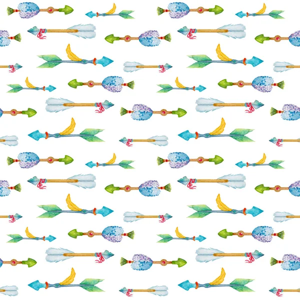 Hand-painted arrows pattern tile. Watercolor arrows seamless pattern. — Stock Photo, Image