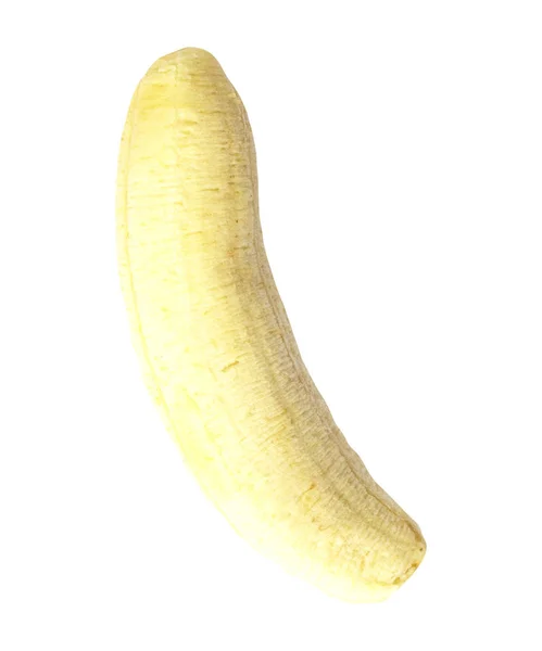 Peeled banana closeup photo on white background. Naked banana isolated. — Stock Photo, Image