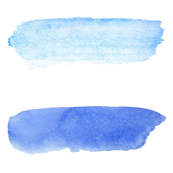 Aquarelle fond bleu. Coup de pinceau sur la texture du papier . — Photo