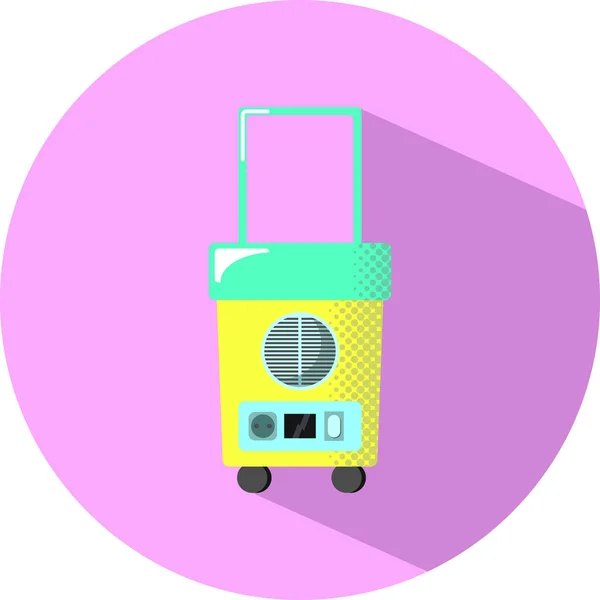 影付き旅行冷蔵庫。夏の休日電気機器フラット スタイル ベクトル図 — ストックベクタ