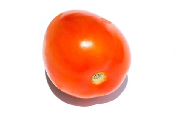 One Red Tomato White Background Fresh Red Tomato Closeup Tomato — Stock Photo, Image