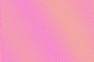 Pembe sarı noktalı yarım ton vektör arka plan. Çapraz çizgili yarı ton banner şablon. Retro kadınsı zemin. Pembe noktalı deseni. Canlı Noktalı Gradyan. Pop art yüzey tasarımı. Canlı noktalı resim