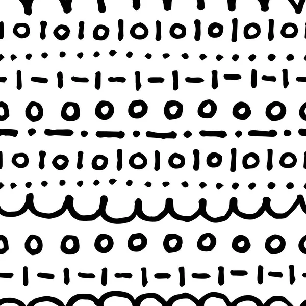 Modèle vectoriel sans couture doodle noir et blanc. Tirage griffonné régulier . — Image vectorielle