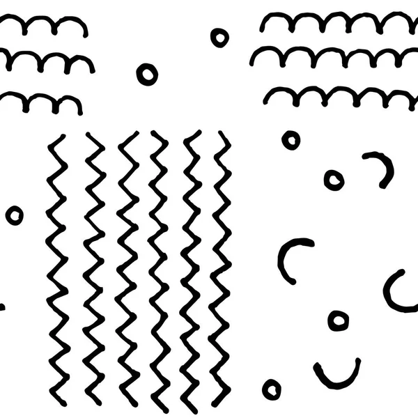 Doodle motif sans couture minimaliste en noir et blanc. Ornement en zigzag gravé . — Image vectorielle