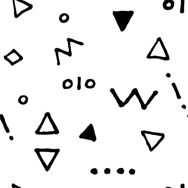 Black and white doodle seamless vector pattern. Black ink scribbled print.