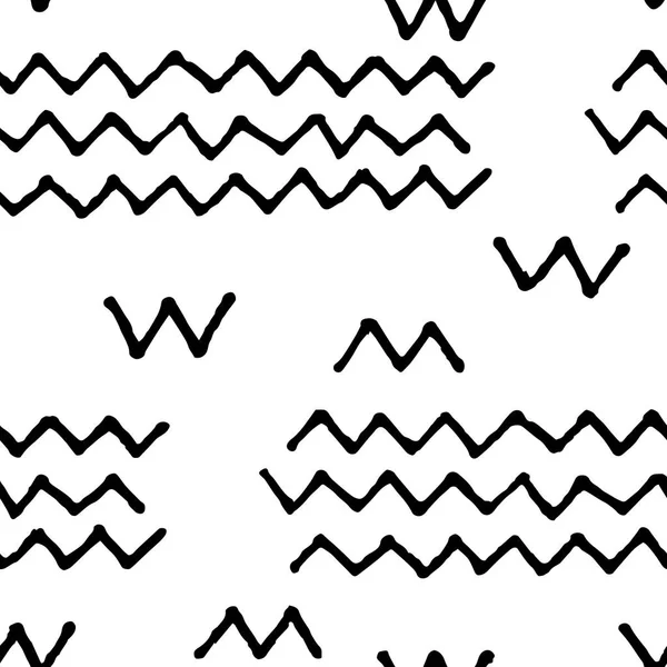 흑인과 백인 낙서 원활한 벡터 패턴입니다. 지그재그 인쇄 무언가 — 스톡 벡터