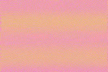 Pembe sarı noktalı yarım ton vektör arka plan. Yatay çizgili yarı ton banner şablon. Retro kadınsı zemin. Pembe noktalı deseni. Yumuşak Noktalı Gradyan. Pop art yüzey tasarımı. Canlı noktalı resim