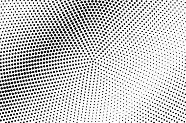 Siyah ve beyaz noktalı yarım ton. Yarım ton vektör arka plan. Çapraz ışık Noktalı Gradyan. Soyut tek renkli doku. Saydam arka plan üzerinde siyah mürekkep nokta. Pop art dotwork. Retro tasarım şablonu
