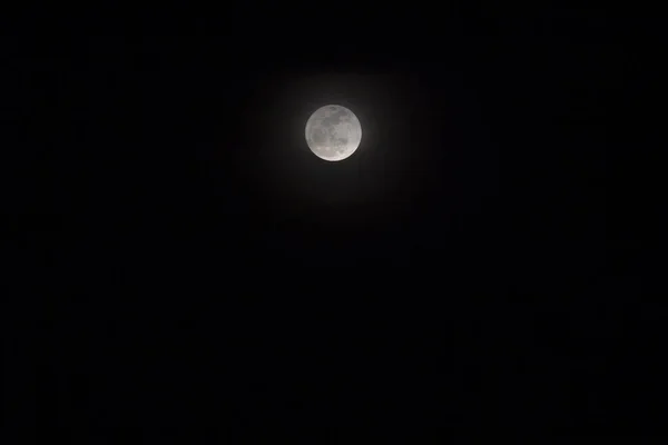 Повний Місяць Темному Нічному Небі Скайп Фазою Місяця Екваторі Чорно — стокове фото
