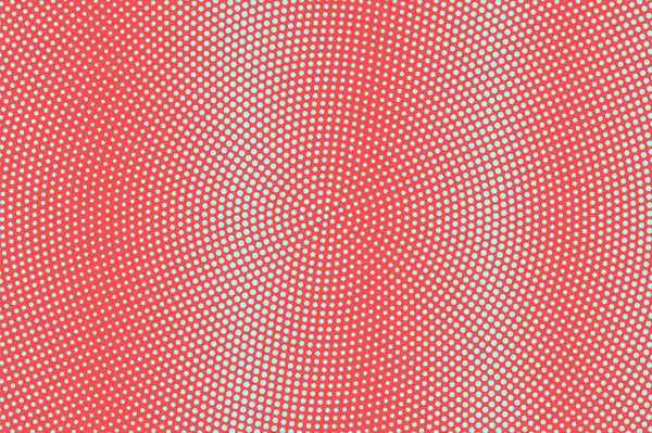 Mi-teinte pointillée bleue et rouge. Gradient radial vibrant en pointillés. Fond vectoriel demi-ton . — Image vectorielle