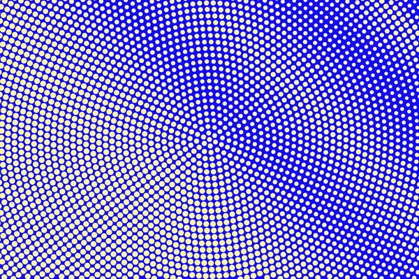 Blau gelb gepunktet. diagonal radial punktiertes Gefälle. Halbtonvektorhintergrund. — Stockvektor