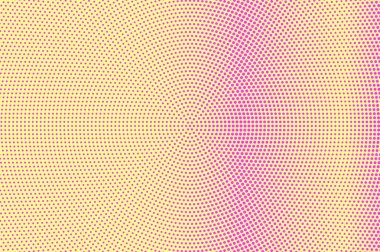 Sarı pembe noktalı yarım ton. Radyal ince Noktalı Gradyan. Yarım ton vektör arka plan.