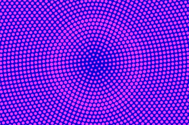 Mavi pembe noktalı yarım ton. Yuvarlak sık Noktalı Gradyan. Yarım ton vektör arka plan.