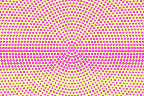 Demi-ton rose jaune pointillé. Gradient radial pointillé fréquent. Fond vectoriel demi-ton . — Image vectorielle