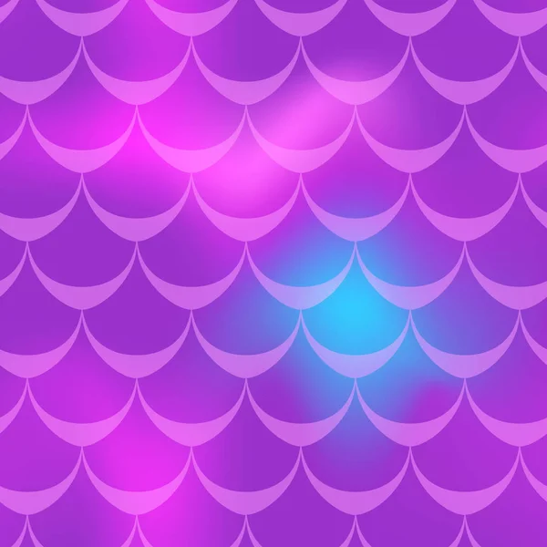 Violett blaue Meerjungfrau Haut Vektor Hintergrund. kosmisch schillernder Hintergrund. Fischschuppenmuster. — Stockvektor