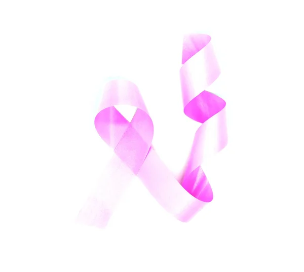 Bright ribbon on white background. Pink ribbon for breast cancer awareness month symbol. October month sign. — Stock Photo, Image