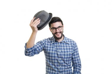 Adam şapkasını tutun