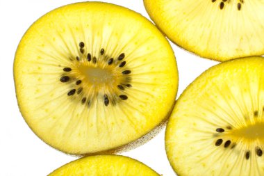 Kivi beyaz üzerine dilimler