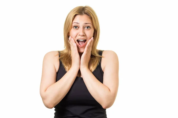 Retrato de chica guapa conmocionada — Foto de Stock