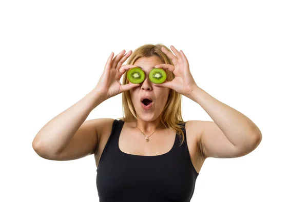 Flicka med kiwi ögon Stockbild
