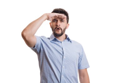 Genç sakallı adamın portresi.