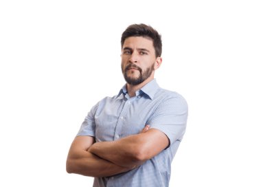 Genç sakallı adamın portresi.