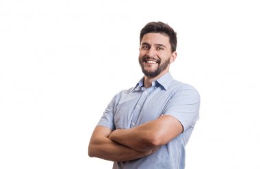 Genç sakallı adamın portresi.