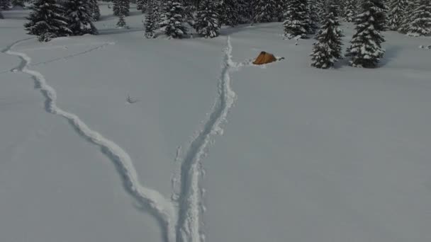 Aventure hivernale. Vue aérienne — Video