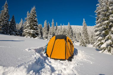 Sarı çadır ve Alpin çayır ekipman