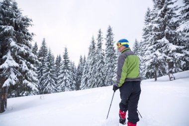 Uzun yürüyüşe çıkan kimse kar ayakkabıları Alpin çayır ile gider