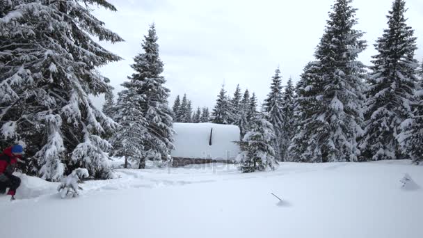 Tábor v zimních horách — Stock video