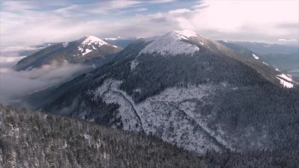 Repülés alatt a téli hegyekben a vadonban — Stock videók