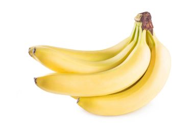 Beyaz arka planda bir avuç muz.