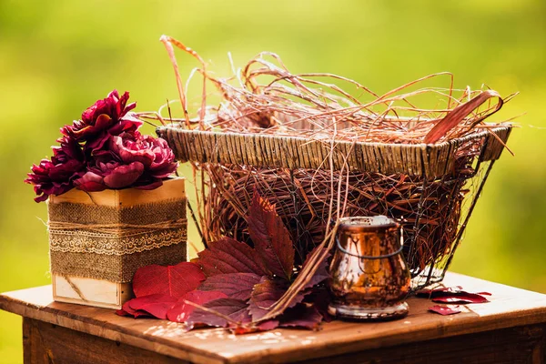 Sonbaharda Park düğün töreni için dekorasyon