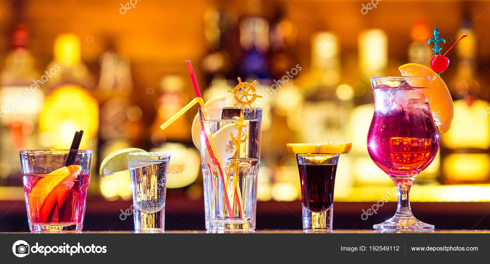 Set of cocktails at the bar Stock Photo by 192549112