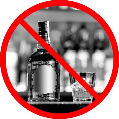 Dur işareti alkol. Kırmızı daire geçti.