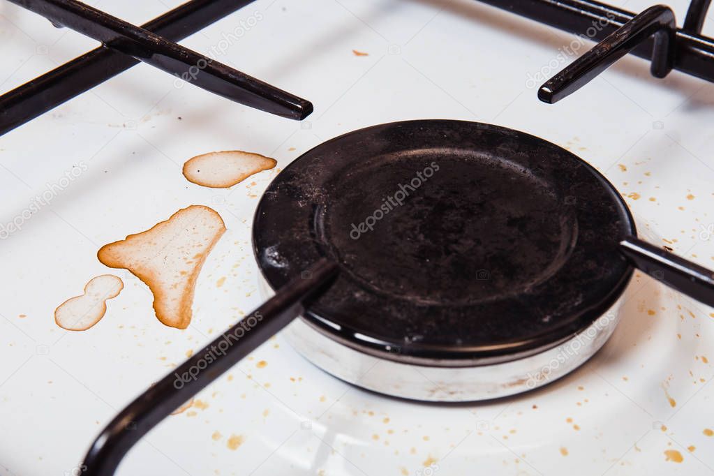 Dirty plate with stains and grease