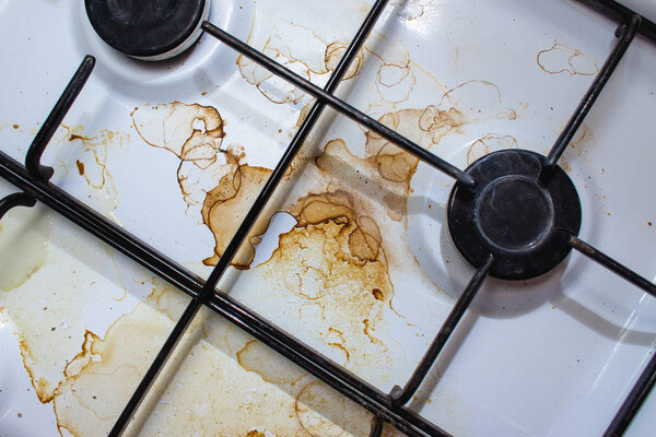 Dirty plate with stains and grease