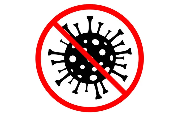 Mercule Coronavirus Microscope Red Circle Crossed Out Distribution Covid Sign — Stock Photo, Image