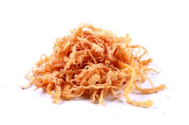 Beyaz arka planda biberli doğranmış mürekkep balığı (izole). Sn