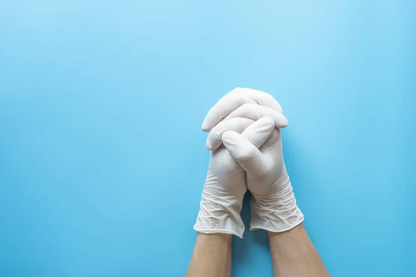 Hand Shape Gloves Blue Background — Stock Photo, Image