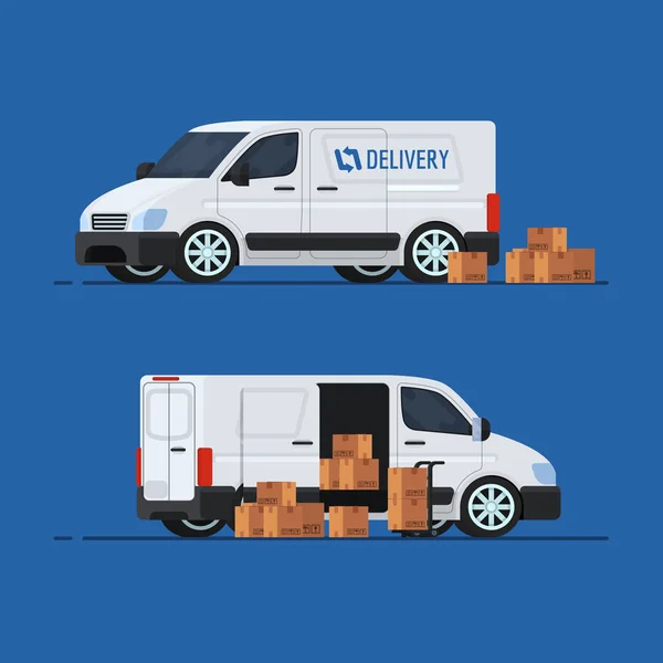 Levering Concept. Bestelwagen. Vectorillustratie — Stockvector