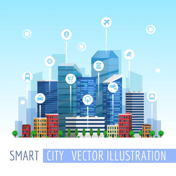Ciudad skyline vector ilustración — Vector de stock
