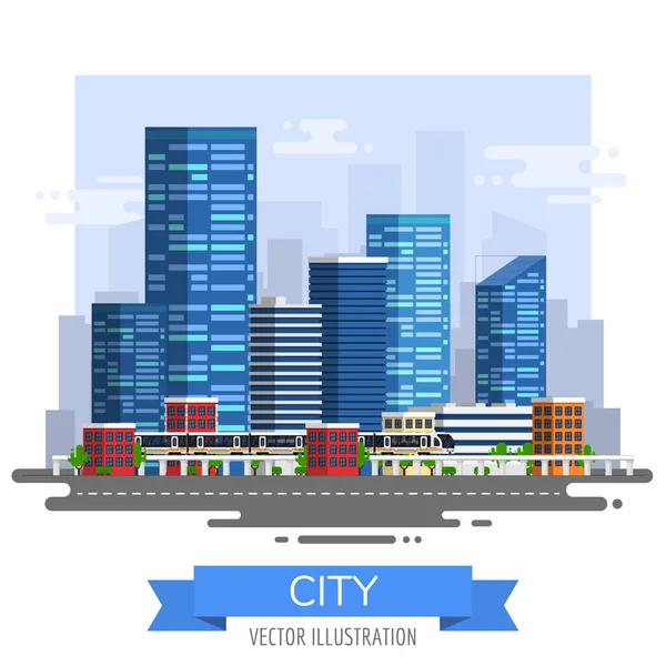 Cidade skyline vetor ilustração —  Vetores de Stock