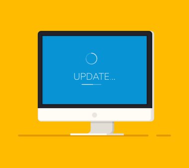 Vektör düz bilgisayar monitörü. güncelleştirme