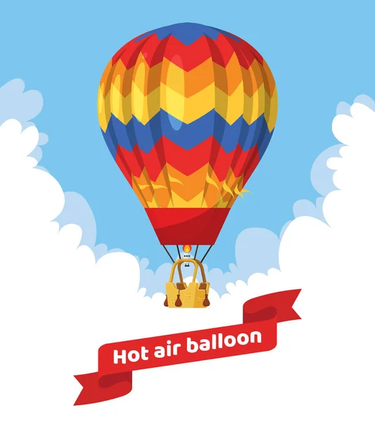 Lapos hőlégballon — Stock Vector