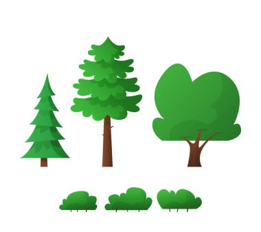 Ağaç izole karikatür. düz