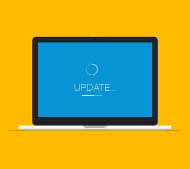 Dizüstü düz simgesi. Vektör çizim. Güncelleştirme